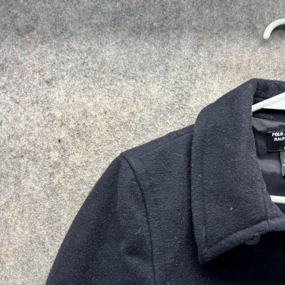 Polo Jeans Co Ralph Lauren Coat Womens Petite Medium Black Wool Peacoat Jacket - Picture 3 of 11
